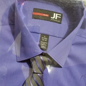 J Ferrar Slim dress shirt and tie size Small